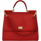 Dolce & Gabbana Sicily Bag in Red Leather with Gold Accents