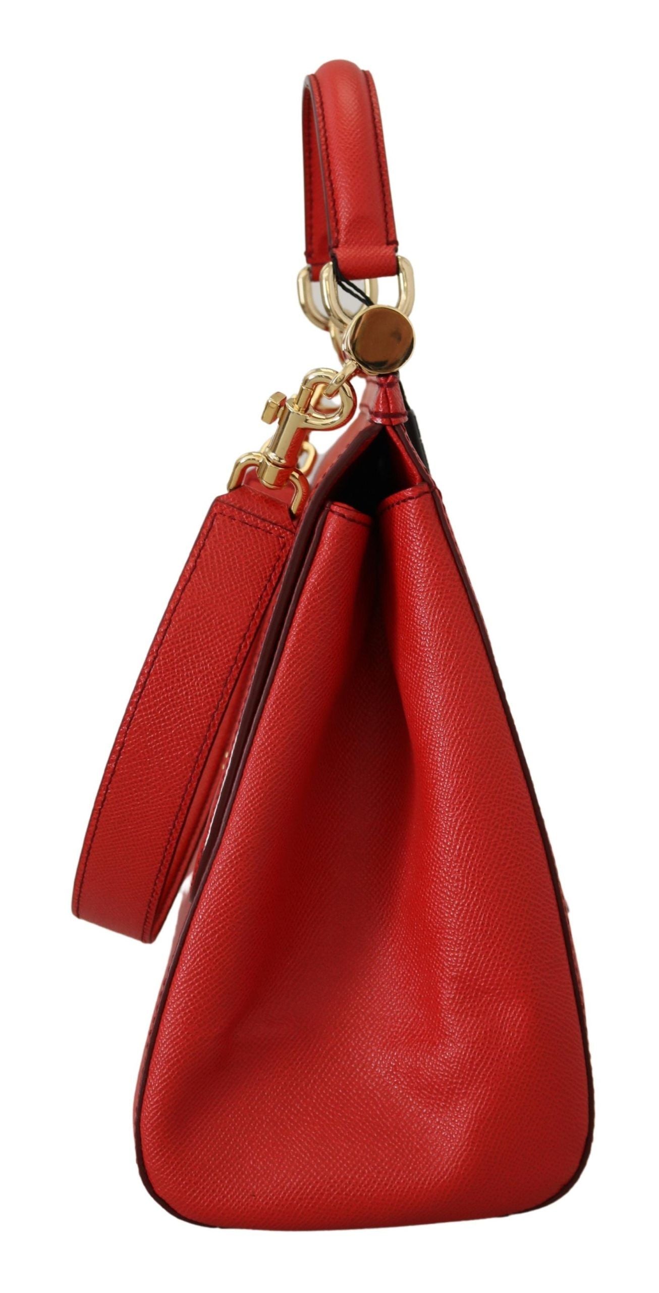 Dolce & Gabbana Sicily Bag in Red Leather with Gold Accents