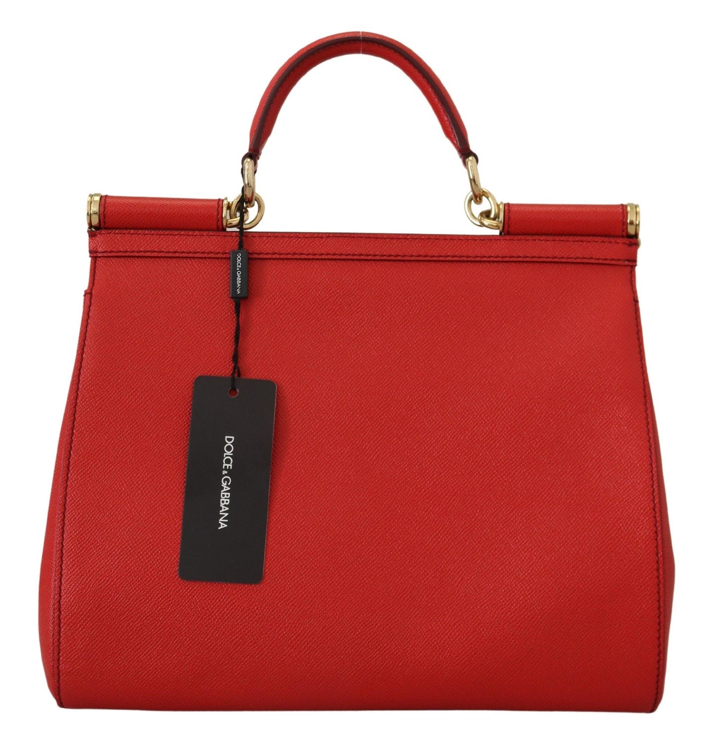 Dolce & Gabbana Sicily Bag in Red Leather with Gold Accents