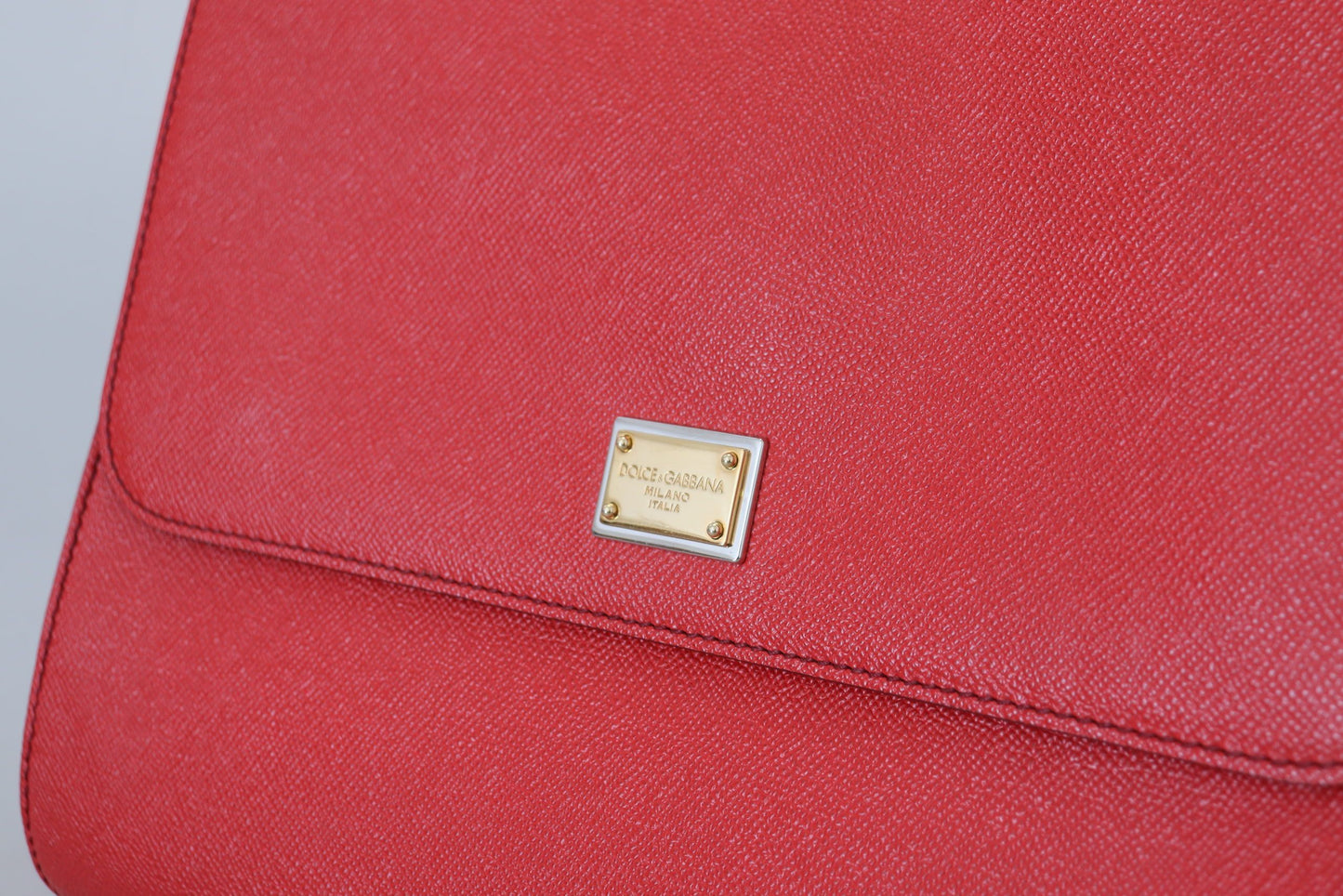 Dolce & Gabbana Sicily Bag in Red Leather with Gold Accents