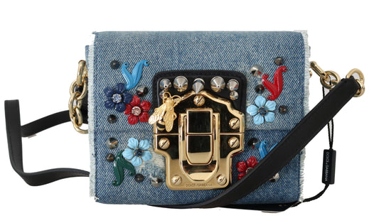 Dolce & Gabbana Elegant Blue & Black Lucia Crossbody Bag