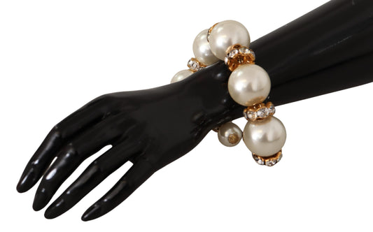 Dolce & Gabbana Opulent Gold Tone Bracelet with Crystals and Pearls