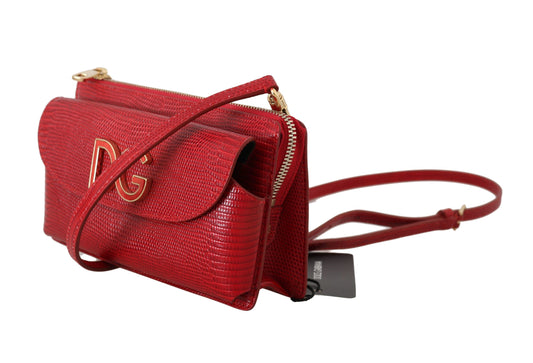 Dolce & Gabbana Elegant Crimson Crossbody Leather Bag