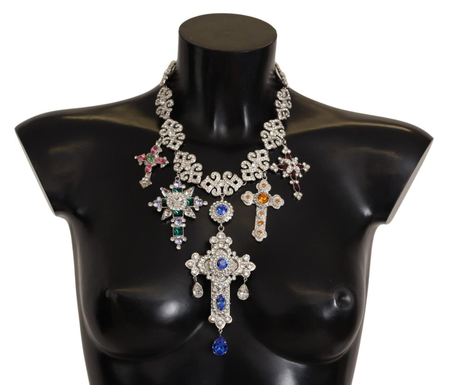 Dolce & Gabbana Elegant Multicolor Crystal Cross Necklace