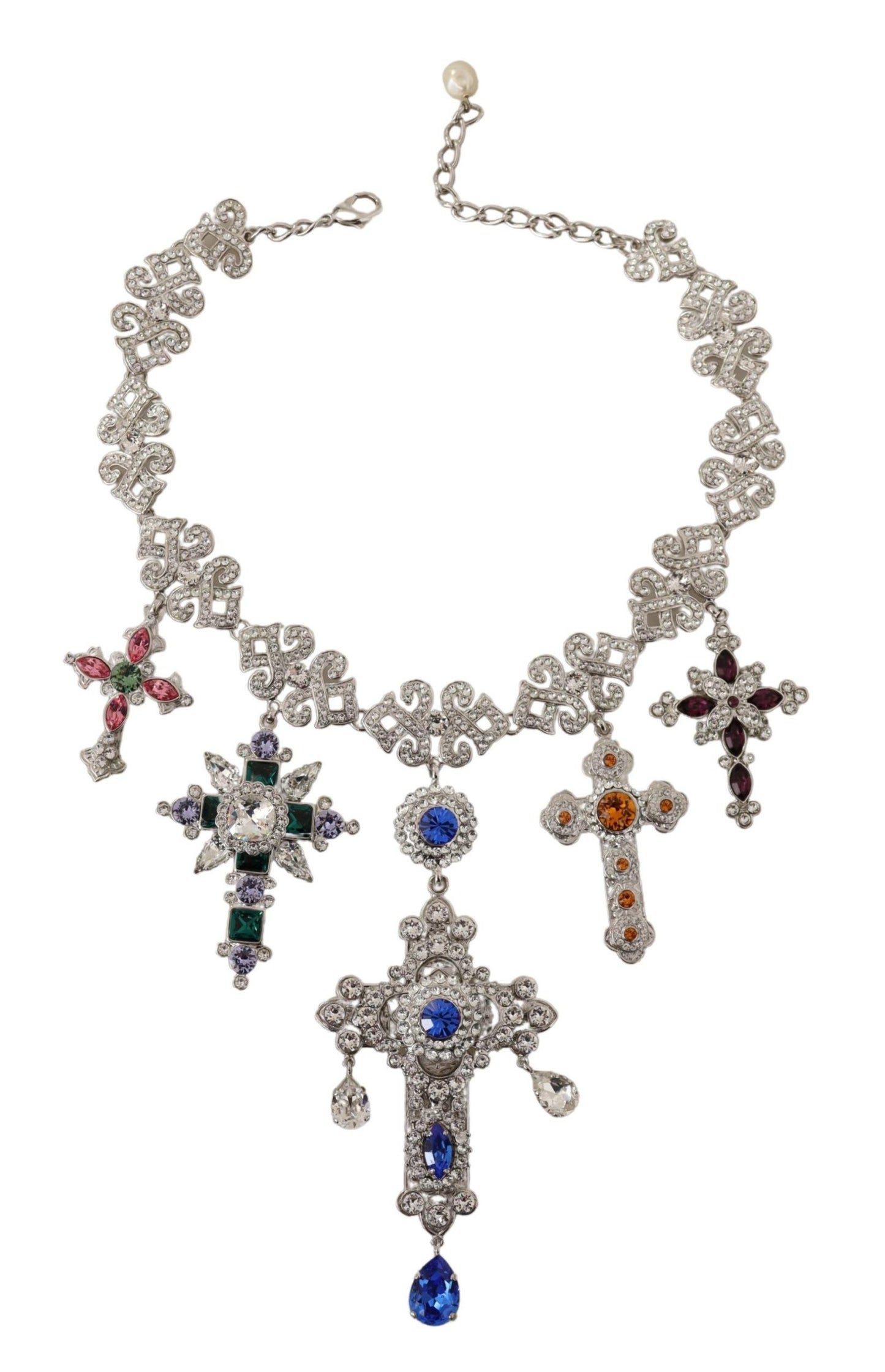 Dolce & Gabbana Elegant Multicolor Crystal Cross Necklace