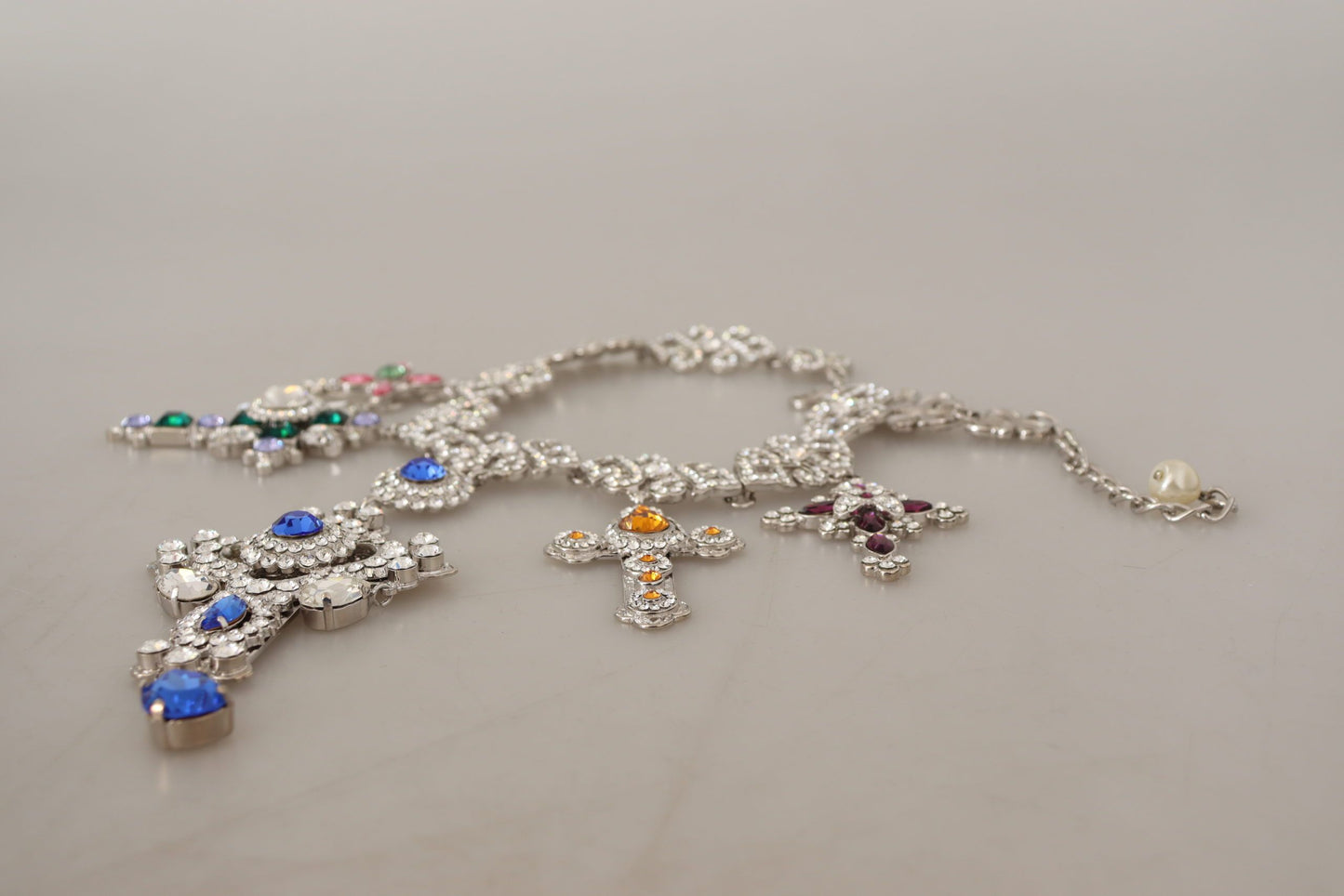 Dolce & Gabbana Elegant Multicolor Crystal Cross Necklace