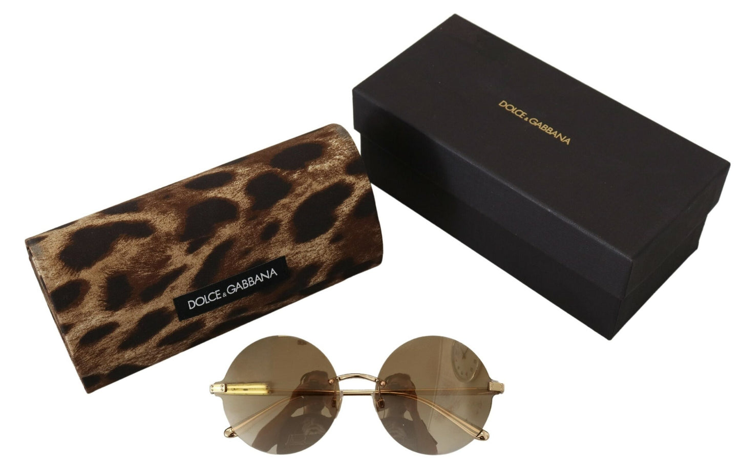 Dolce & Gabbana Vintage-Inspired Round Golden Sunglasses