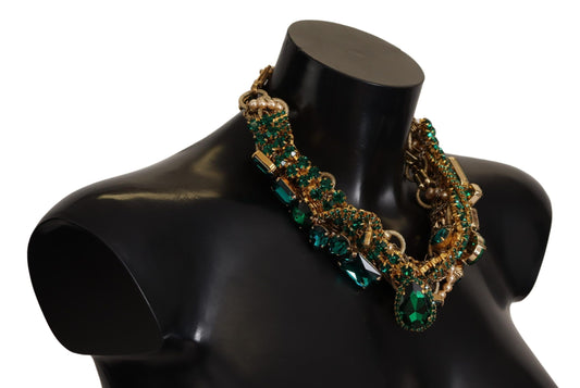 Dolce & Gabbana Opulent Gold Tone Crystal Statement Necklace