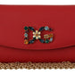 Dolce & Gabbana Elegant Red Leather Shoulder Bag with Gold Details