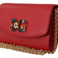 Dolce & Gabbana Elegant Red Leather Shoulder Bag with Gold Details