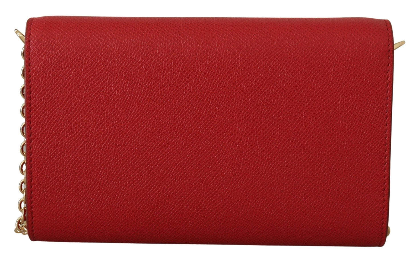 Dolce & Gabbana Elegant Red Leather Shoulder Bag with Gold Details