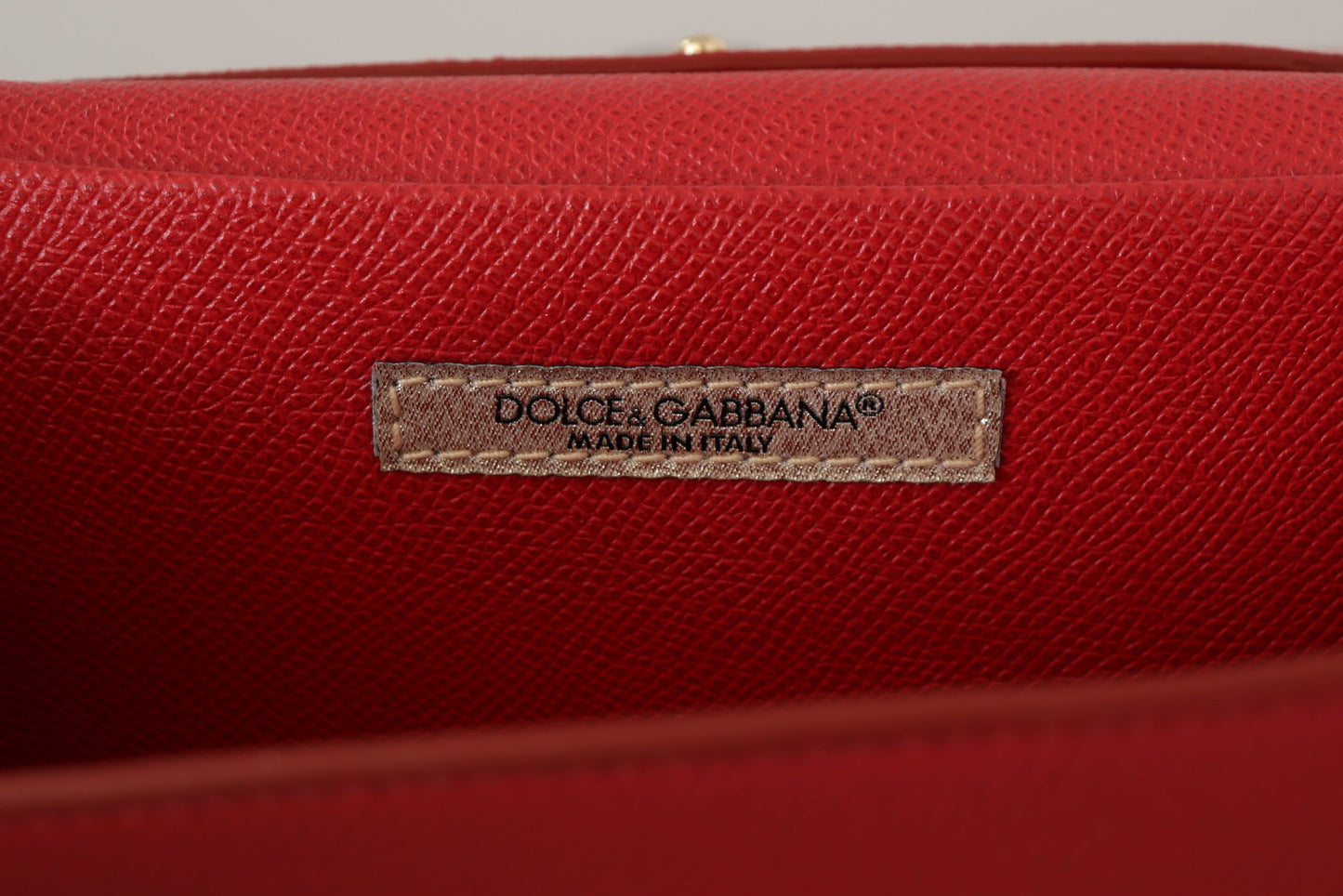 Dolce & Gabbana Elegant Red Leather Shoulder Bag with Gold Details