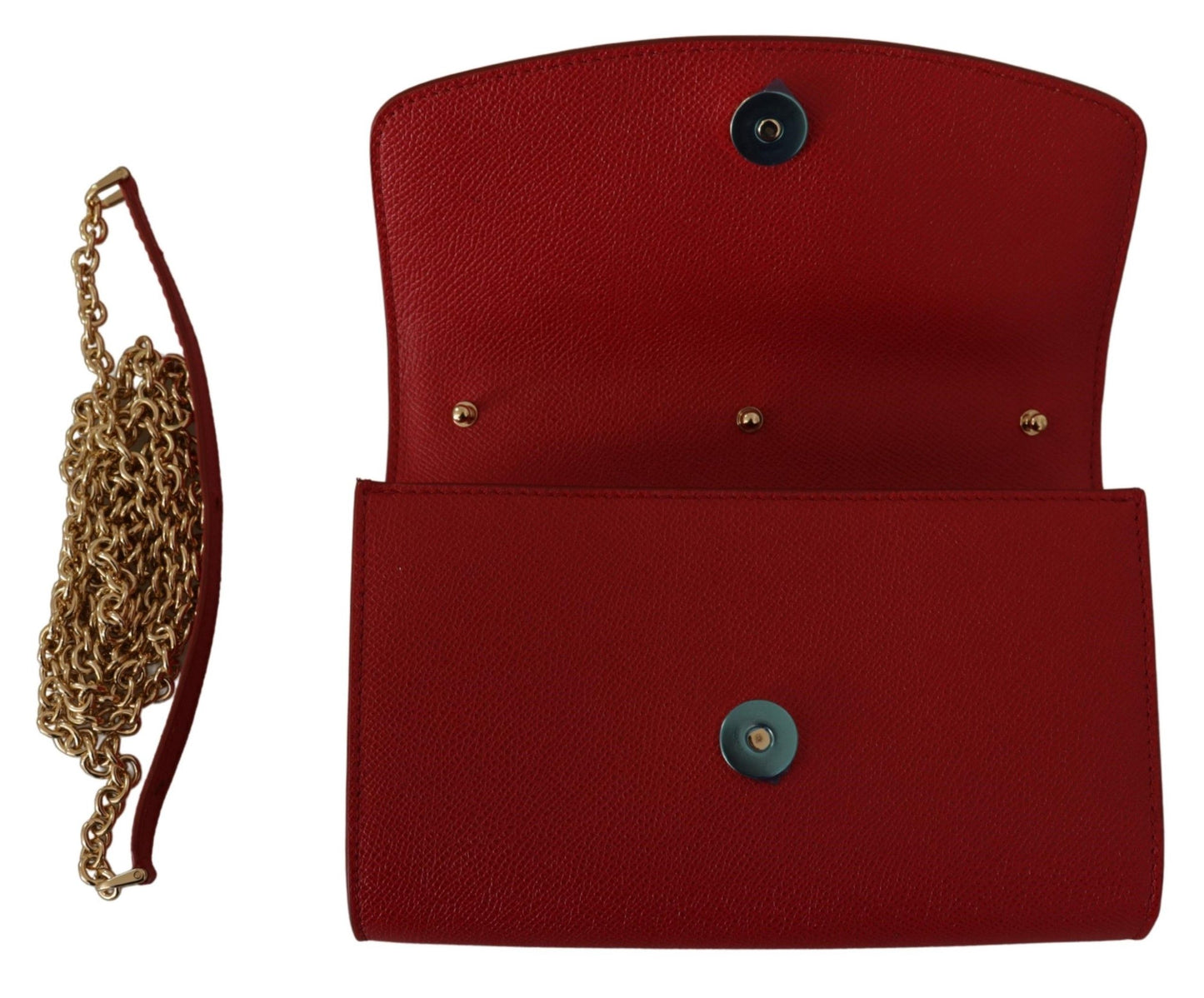 Dolce & Gabbana Elegant Red Leather Shoulder Bag with Gold Details