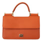 Dolce & Gabbana Exquisite Orange Leather Clutch with Gold Accents