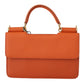 Dolce & Gabbana Exquisite Orange Leather Clutch with Gold Accents