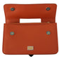 Dolce & Gabbana Exquisite Orange Leather Clutch with Gold Accents