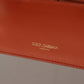 Dolce & Gabbana Exquisite Orange Leather Clutch with Gold Accents