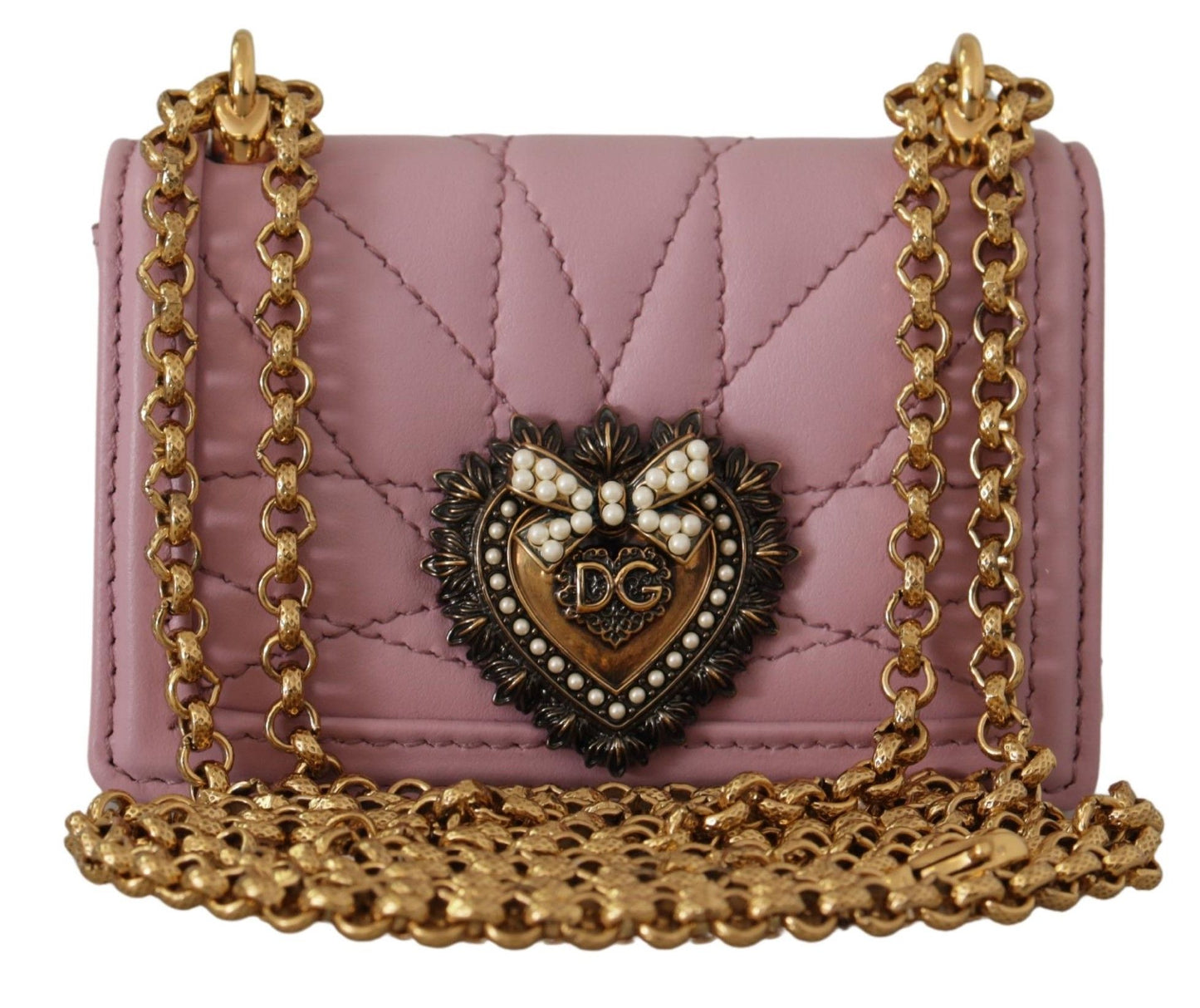 Dolce & Gabbana Elegant Pink Leather Micro Devotion Bag