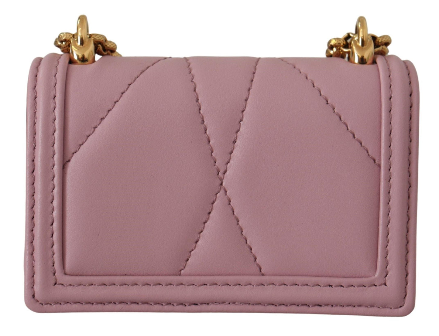 Dolce & Gabbana Elegant Pink Leather Micro Devotion Bag