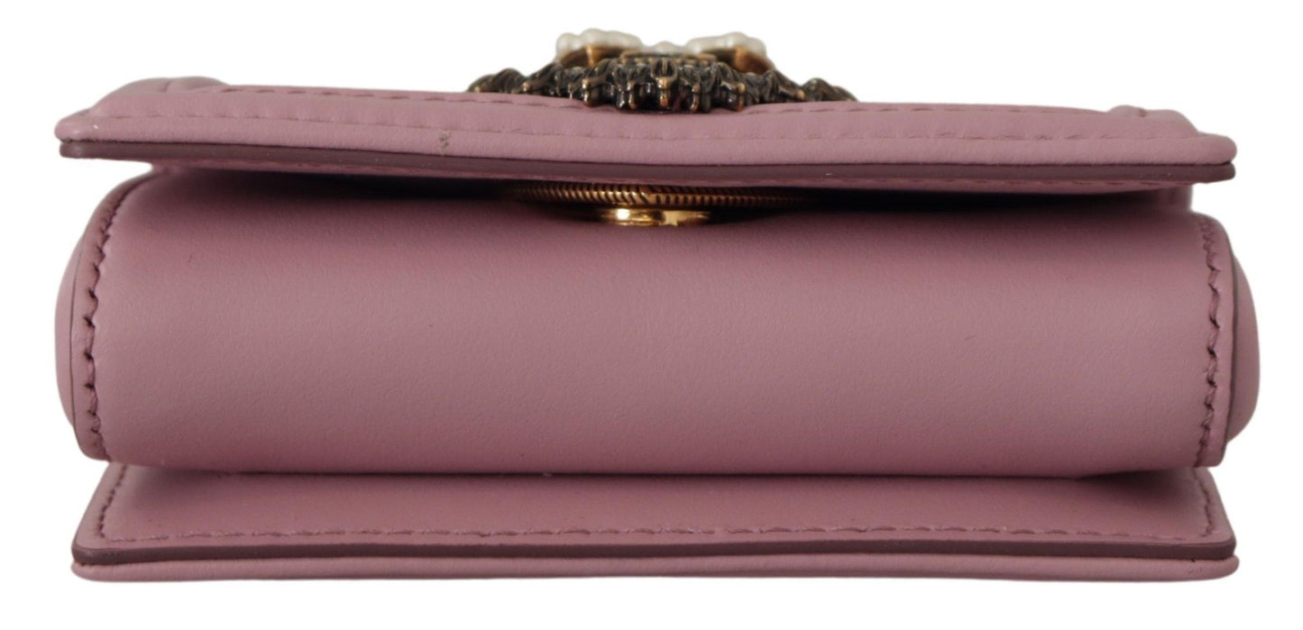 Dolce & Gabbana Elegant Pink Leather Micro Devotion Bag