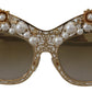 Dolce & Gabbana Ortensia Embellished Gold Sunglasses