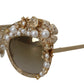 Dolce & Gabbana Ortensia Embellished Gold Sunglasses