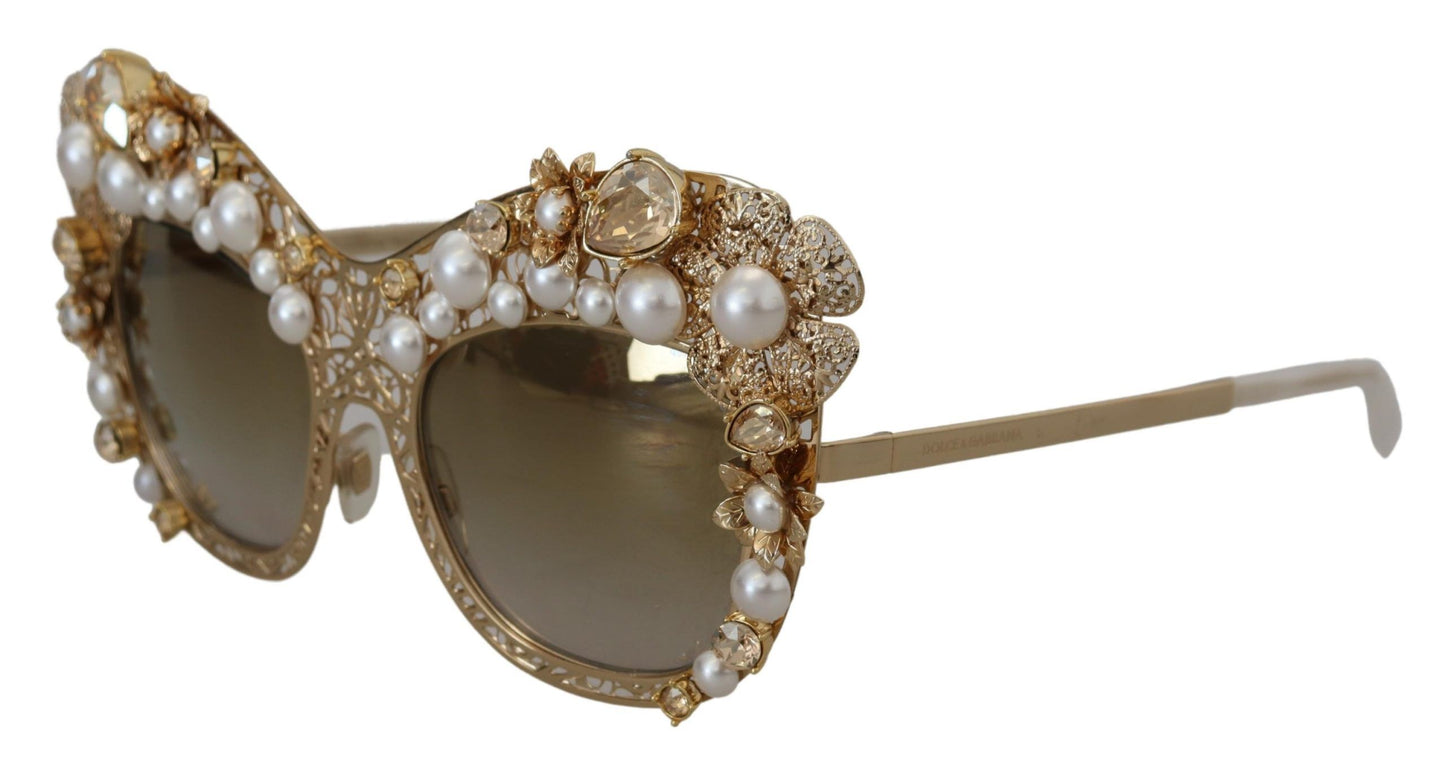 Dolce & Gabbana Ortensia Embellished Gold Sunglasses