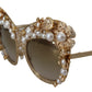 Dolce & Gabbana Ortensia Embellished Gold Sunglasses