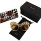 Dolce & Gabbana Ortensia Embellished Gold Sunglasses