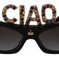 Dolce & Gabbana Chic Crystal-Embellished Cat Eye Sunglasses