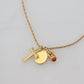 Dolce & Gabbana Elegant Gold Tone Charm Necklace with Cross Pendant