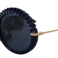 Dolce & Gabbana Elegant Navy-Gold Round Sunglasses