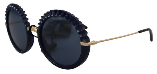 Dolce & Gabbana Elegant Navy-Gold Round Sunglasses