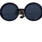 Dolce & Gabbana Elegant Navy-Gold Round Sunglasses