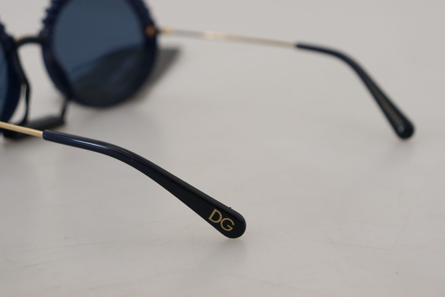 Dolce & Gabbana Elegant Navy-Gold Round Sunglasses