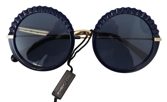 Dolce & Gabbana Elegant Navy-Gold Round Sunglasses