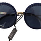 Dolce & Gabbana Elegant Navy-Gold Round Sunglasses