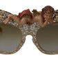 Dolce & Gabbana Elegant Gold Frame Women's Sunglasses with Crystals