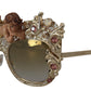 Dolce & Gabbana Elegant Gold Frame Women's Sunglasses with Crystals