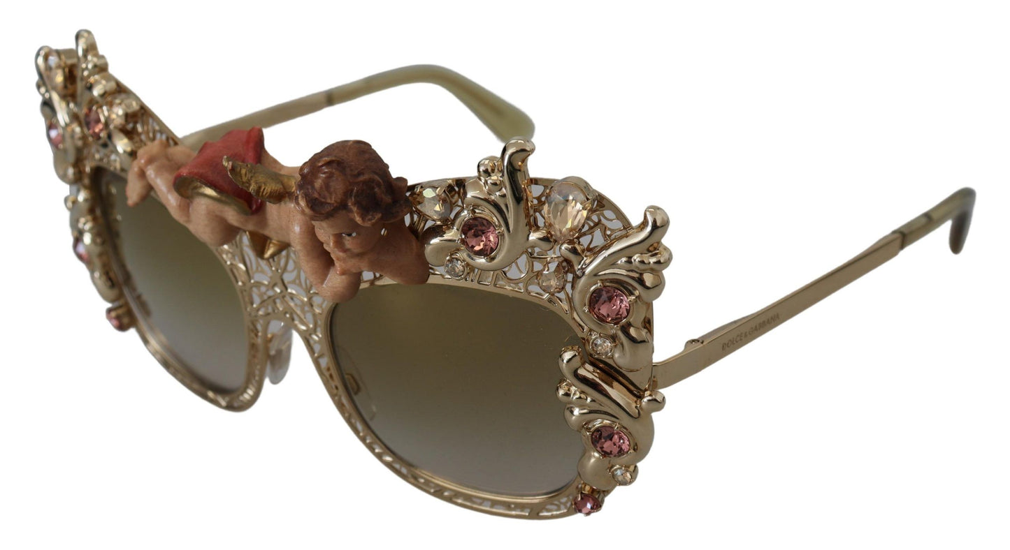 Dolce & Gabbana Elegant Gold Frame Women's Sunglasses with Crystals