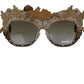 Dolce & Gabbana Elegant Gold Frame Women's Sunglasses with Crystals