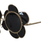 Dolce & Gabbana Chic Floral-Formed Black and Gold Sunglasses