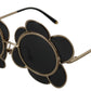 Dolce & Gabbana Chic Floral-Formed Black and Gold Sunglasses