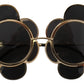 Dolce & Gabbana Chic Floral-Formed Black and Gold Sunglasses