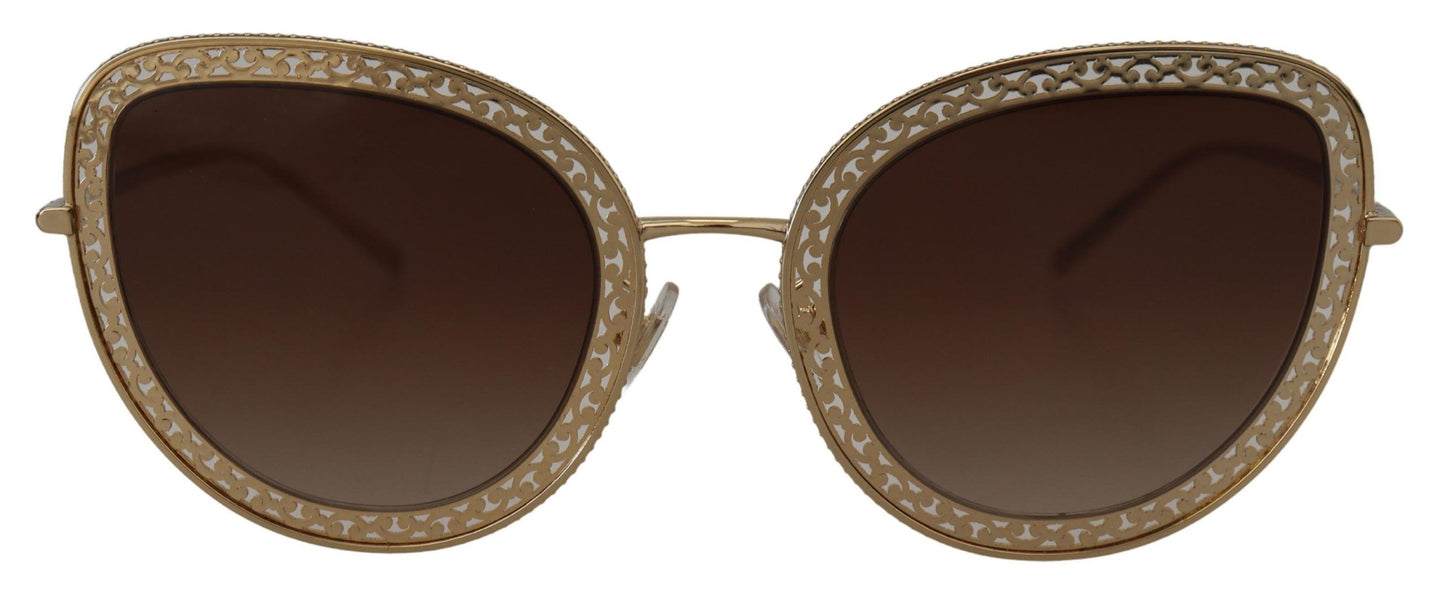 Dolce & Gabbana Elegant Lace-Patterned Gold Sunglasses