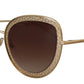 Dolce & Gabbana Elegant Lace-Patterned Gold Sunglasses