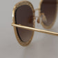 Dolce & Gabbana Elegant Lace-Patterned Gold Sunglasses