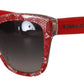 Dolce & Gabbana Chic Red Lace-Inspired Designer Sunglasses