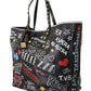 Dolce & Gabbana Elegant Multicolor Print Leather Tote Bag