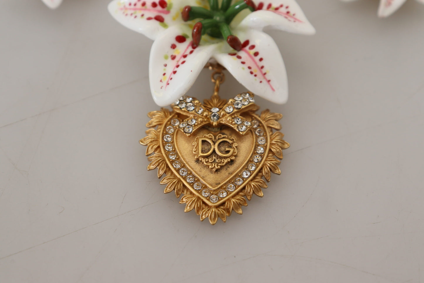 Dolce & Gabbana Golden Lily Flower Pendant Necklace